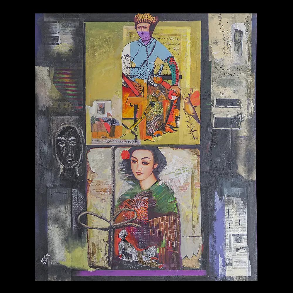 تابلو نقاشی ترکیب مواد و کولاژ