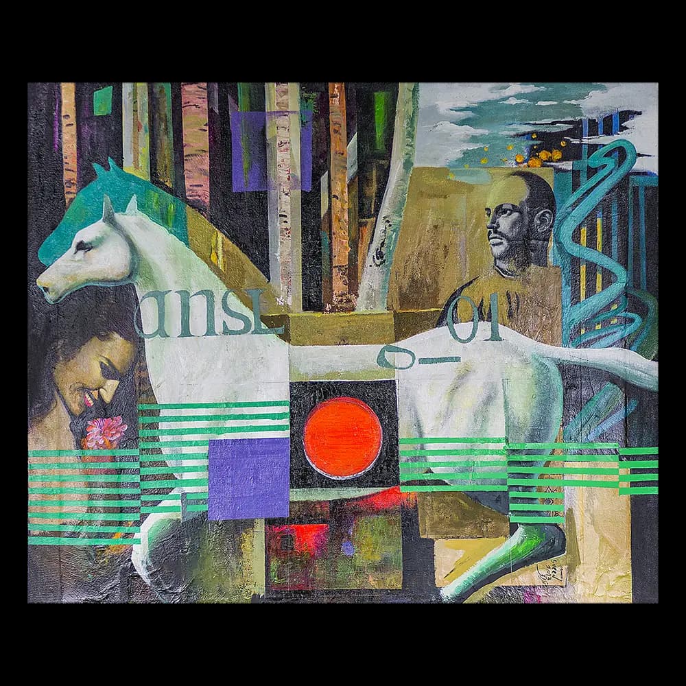 تابلو نقاشی ترکیب مواد و کولاژ